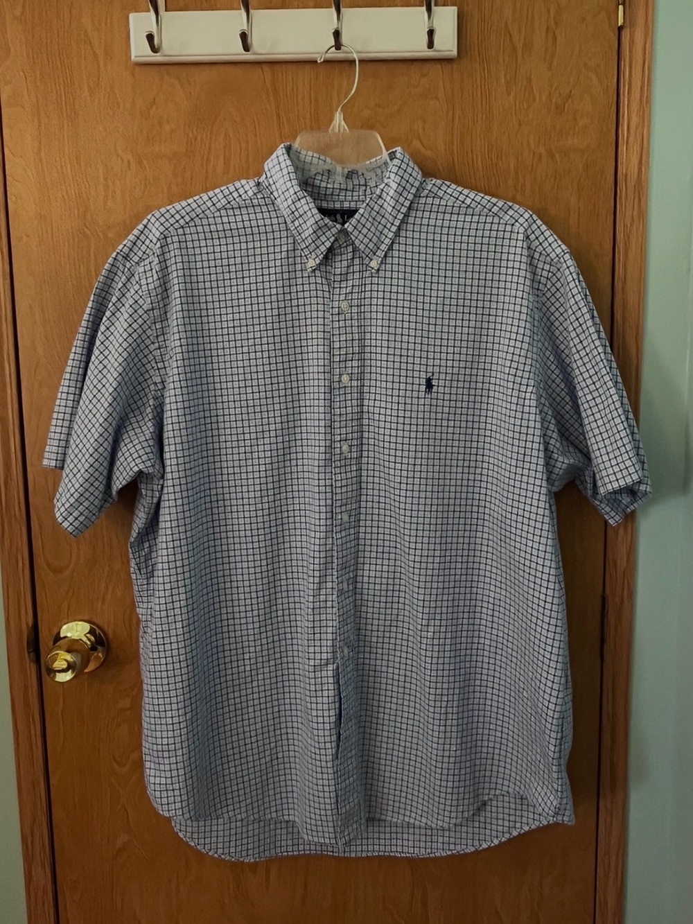 Ralph Lauren Classic Fit Blue Plaid Short-Sleeve Button-Down Shirt Size XXL EUC